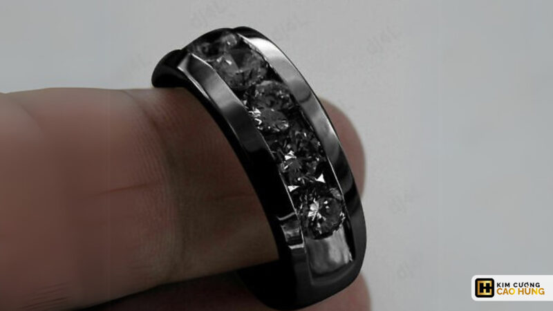 Mẫu nhẫn nam Moissanite hiện đại, sang trọng 8ly màu đen giá 1.5 triệu đồng