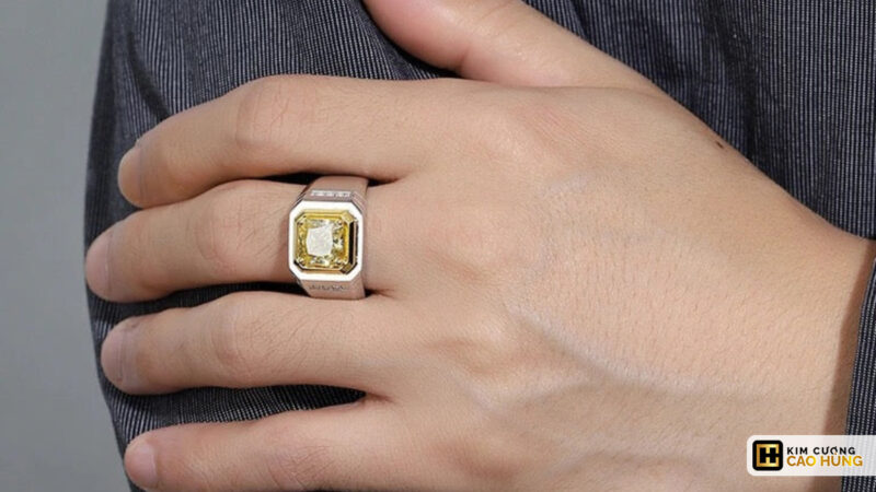 Nhẫn bạc nam đính kim cương nhân tạo Moissanite vàng giá rẻ 980 nghìn đồng